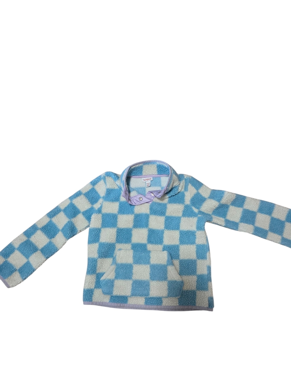 Cat & Jack Blue and Cream Checkered Fleece Pullover